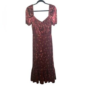 LaitCollection Red Brielle Squared Neckline Velvet Midi Dress NWt Medium